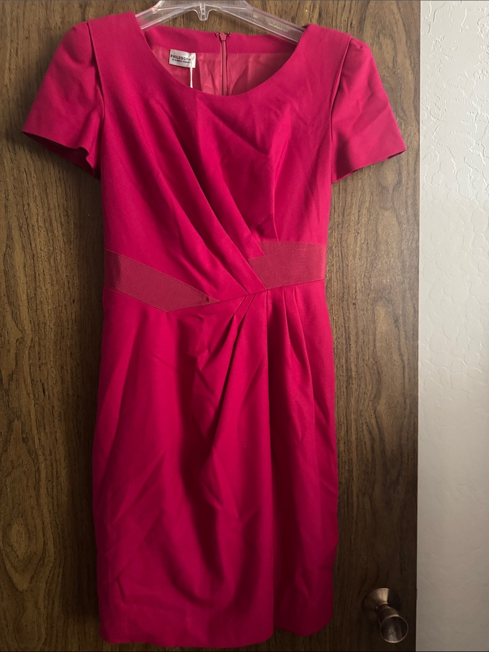 Philosophy di Alberta Ferretti Hot Pink Draped Sheath Dress